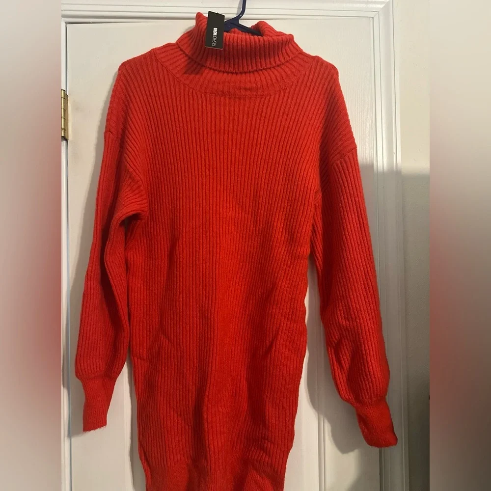 Fashion Nova Vibrant Red Knit Dress - Picture 1 of 3
